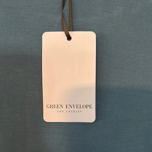 Green Envelope Blue Flutter Sleeve Blouse with Tie Front - Picture 2 of 4